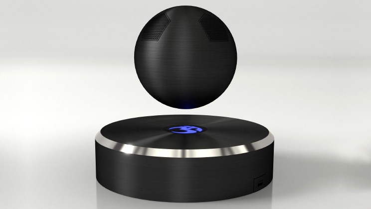 Om/One Bluetooth speaker literally floats in front of us