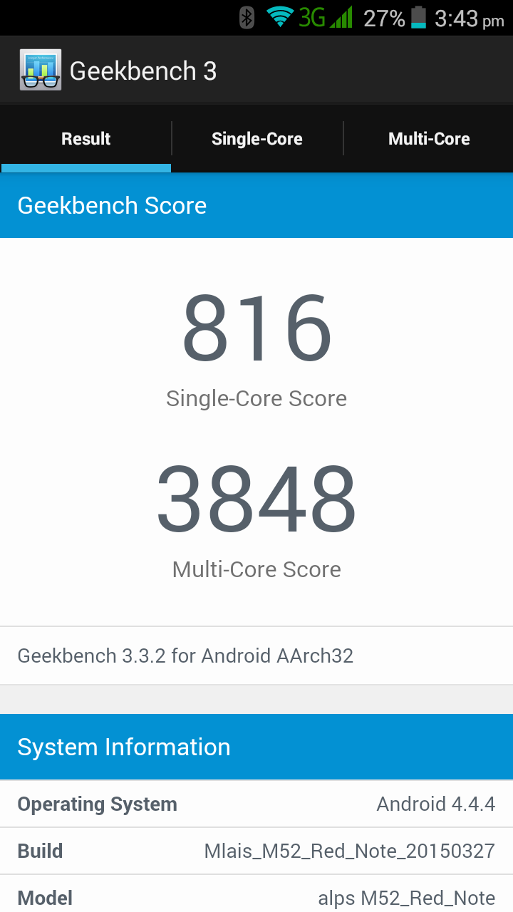GeekBench 3 Score - Walyou
