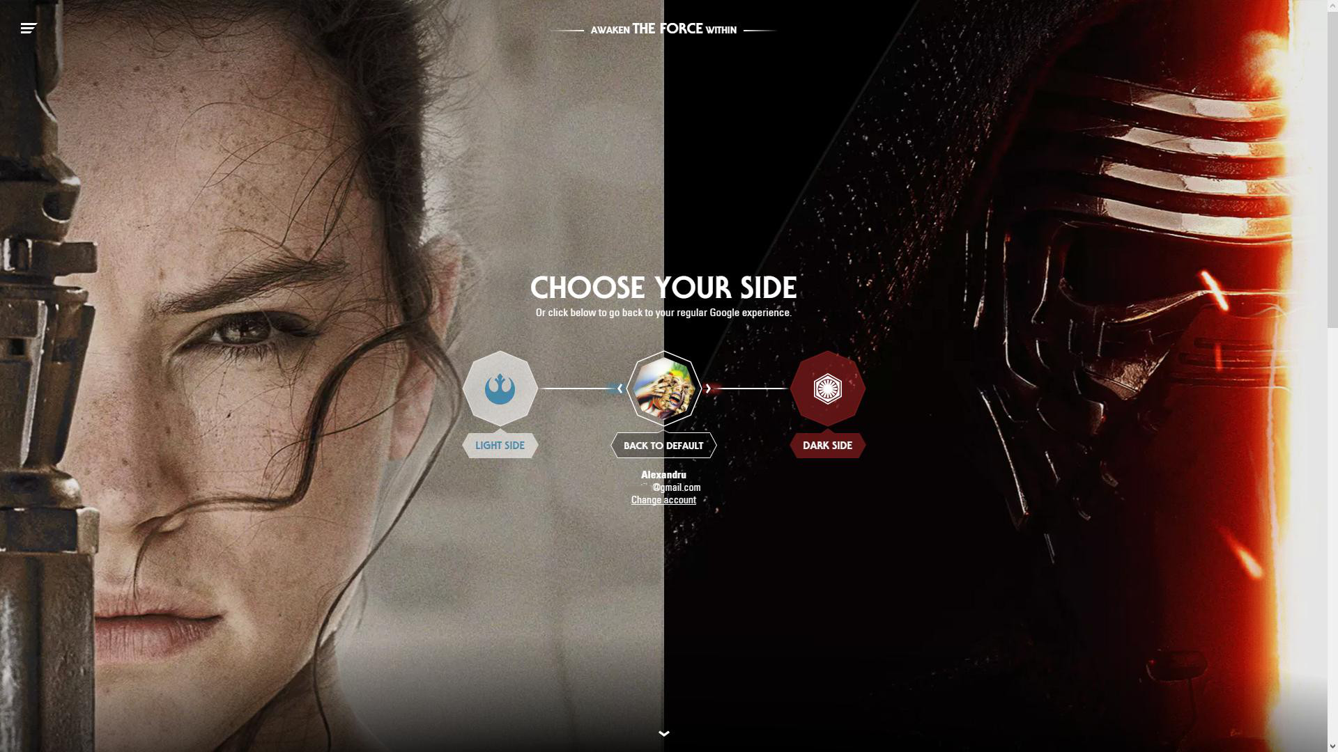 Google's Star Wars Website Asks You to Pick Sides