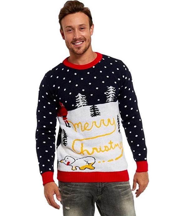 Santa Peeing Ugly Christmas Sweater - Walyou