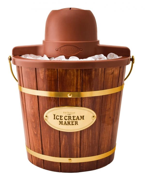 Nostalgia Icmp600wd Vintage Collection 6 Quart Wood Bucket Electric Ice Cream Maker Walyou 
