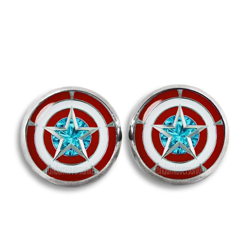 Captain America Shield Stud Earrings Perfect for Fangirl or Fanboy - Walyou