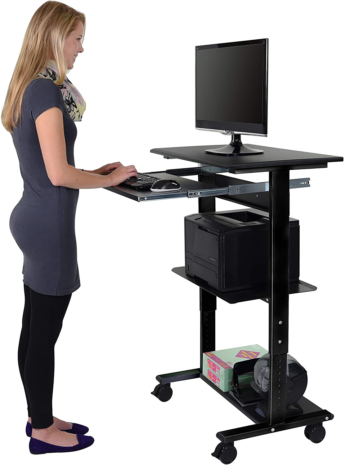 Wooden Stand Up Desk Ergonomic Height with RGB