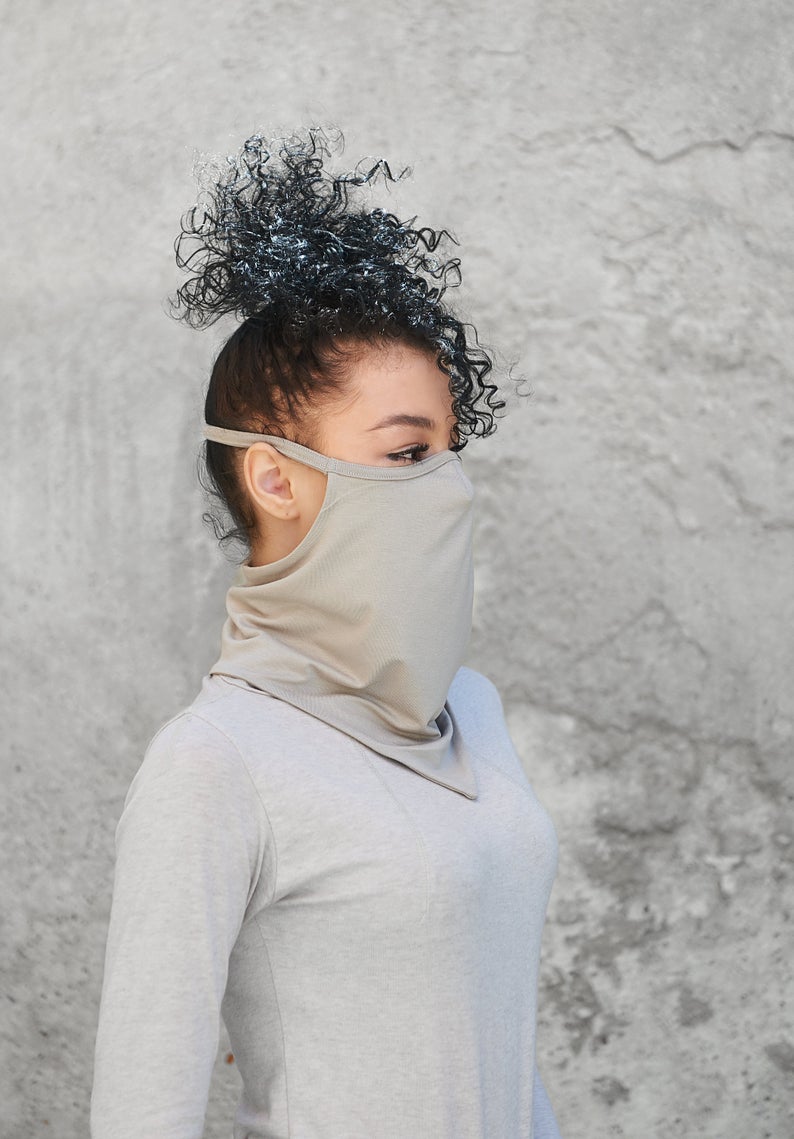Beige Reusable BandanaNeck Gaiter Walyou