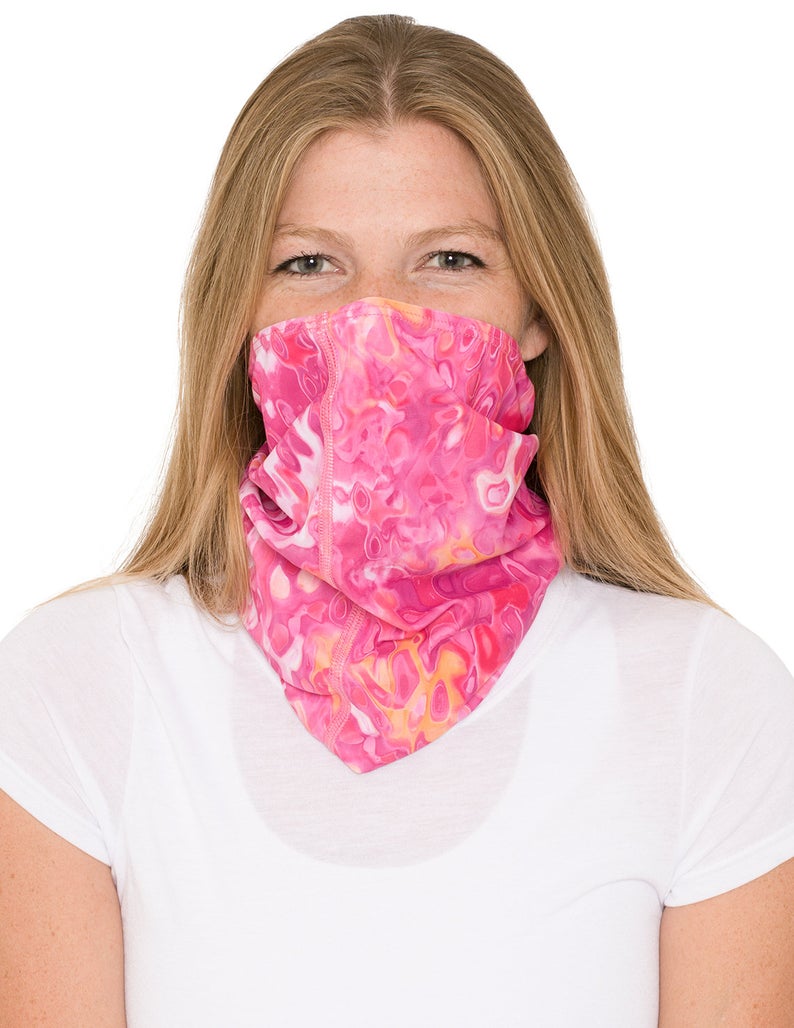 Pink Face Mask Neck Gaiter Walyou